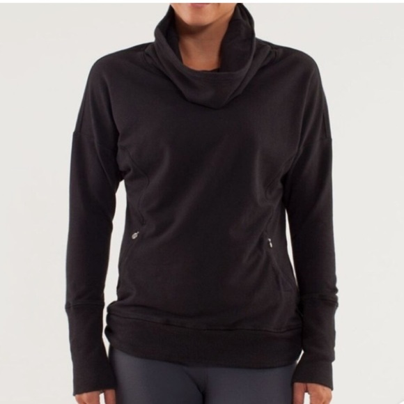 Lululemon Run Rest Day Long Sleeve Pullover Stretch French Terry Black - Picture 1 of 5
